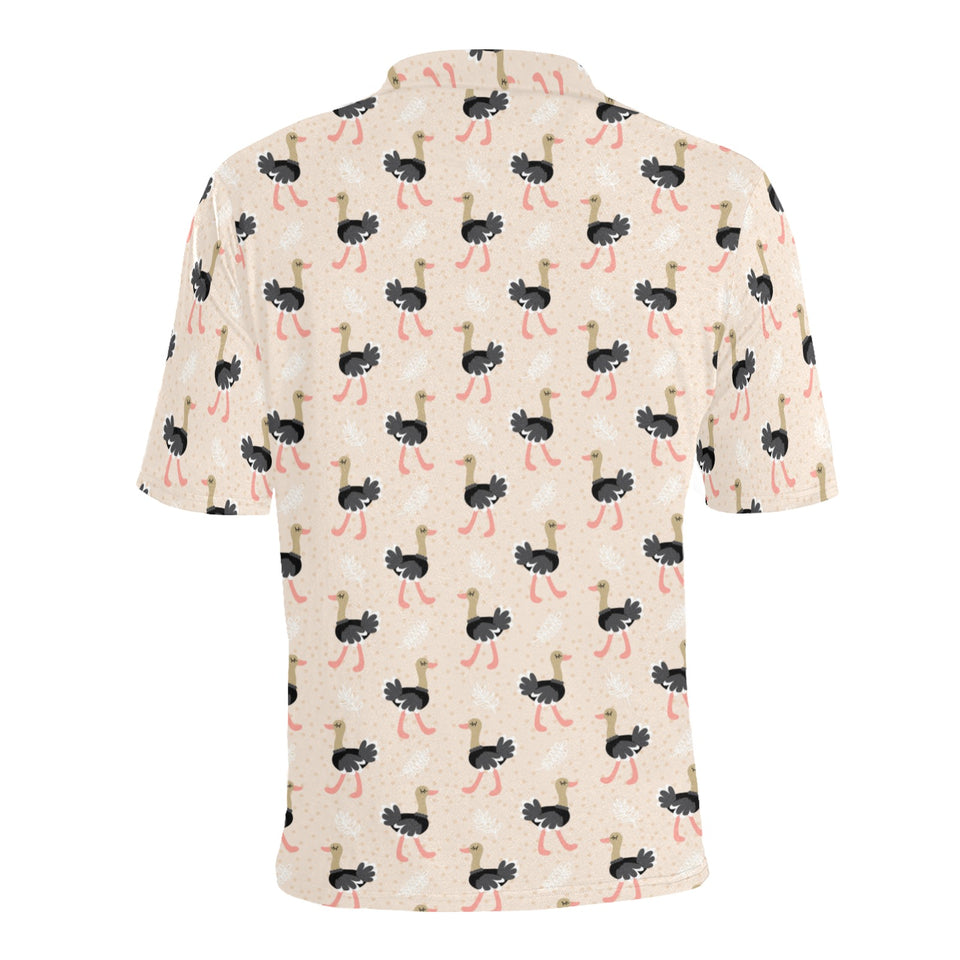 Ostrich Pattern Print Design 05 Men's All Over Print Polo Shirt