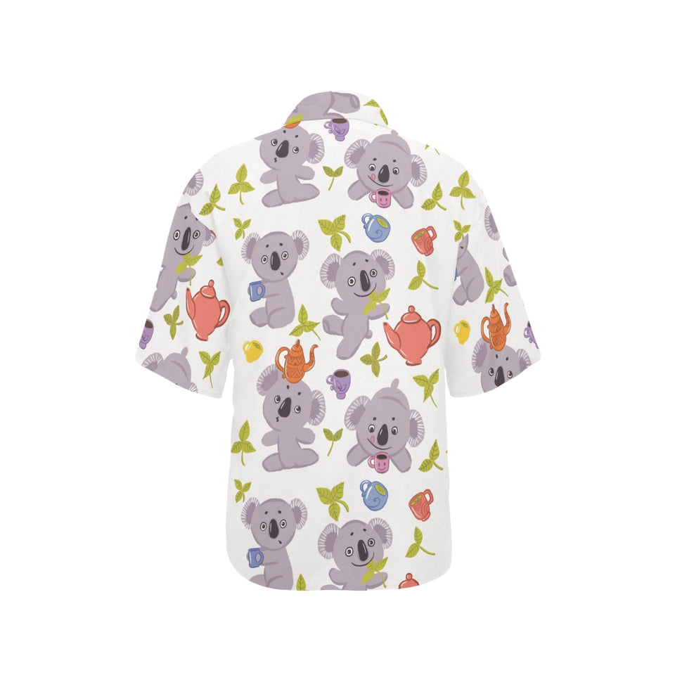 Cute koalas teapots tea Women's All Over Print Hawaiian Shirt