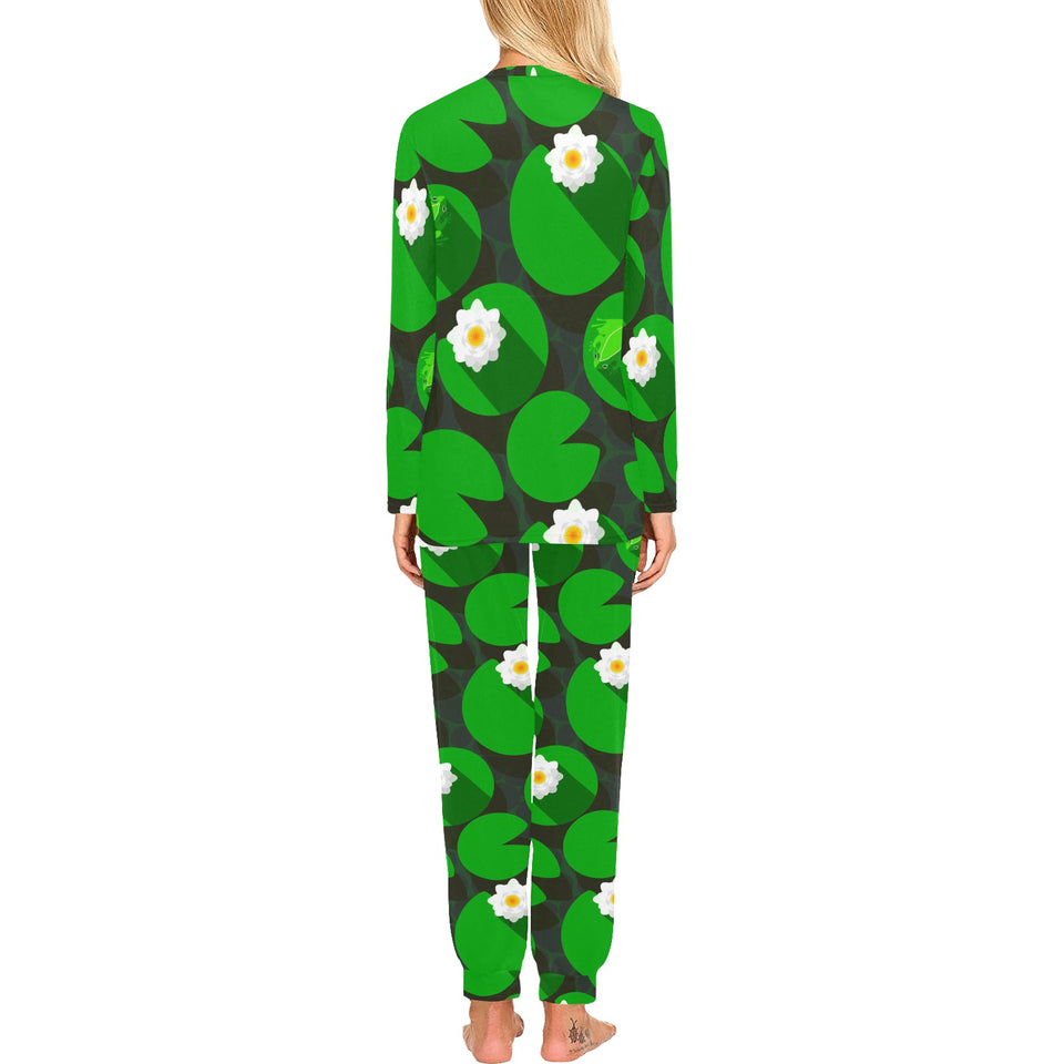 Frog waterlily pattern Women's All Over Print Pajama Set