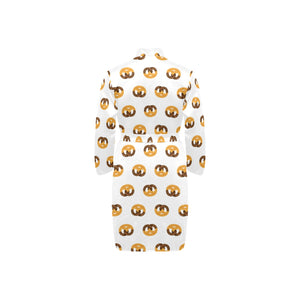 Pretzels Pattern Print Design 02 Men's Long Sleeve Belted Night Robe