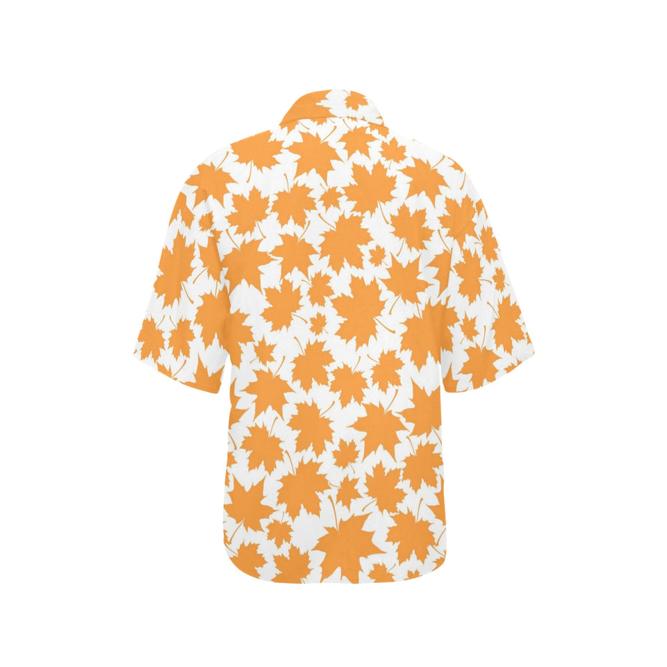Orange Maple Leaf pattern Women's All Over Print Hawaiian Shirt