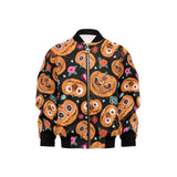 Pumpkin flowers spiderweb Halloween theme Kids' Boys' Girls' Bomber Jacket