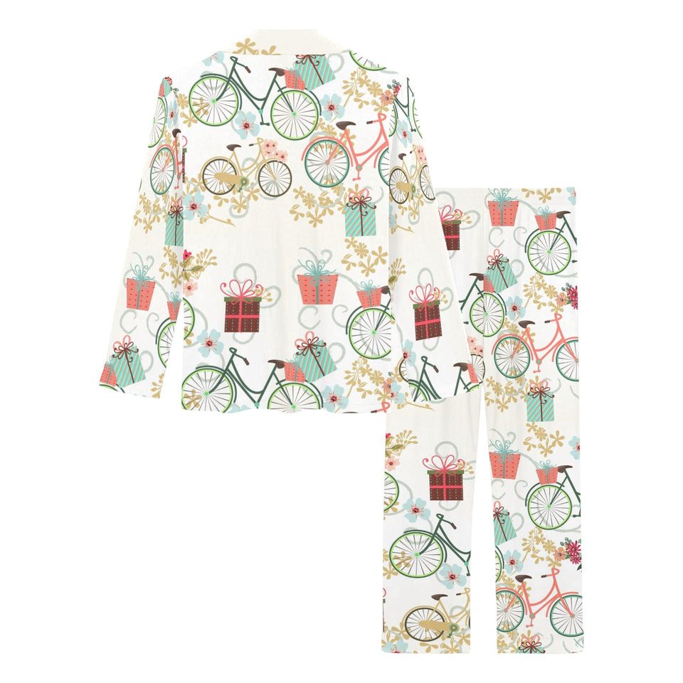 Bicycle Pattern Print Design 05 Women's Long Pajama Set