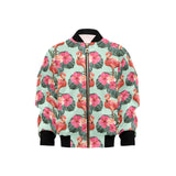 Beautiful flamingo tropical palm leaves hibiscus p Kids' Boys' Girls' Bomber Jacket