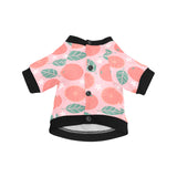 Grapefruit leaves flower pink background All Over Print Pet Dog Round Neck Fuzzy Shirt