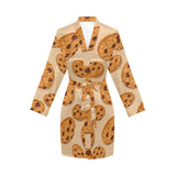 Cookie pattern Women's Long Sleeve Belted Night Robe