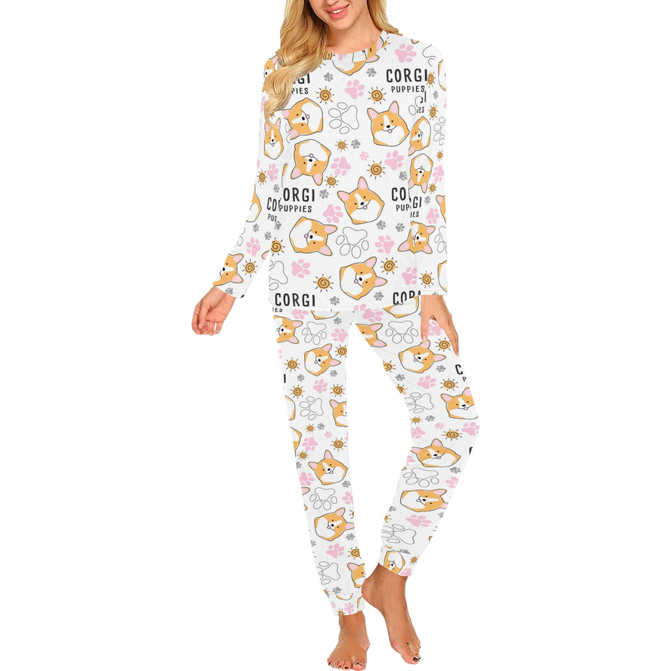 Corgi Dog Pattern Women's All Over Print Pajama Set