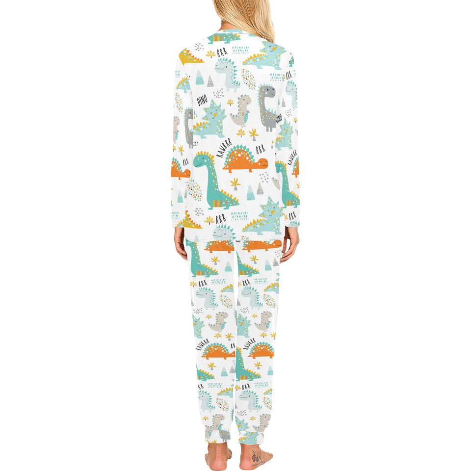 Cute funny kids dinosaurs pattern Women's All Over Print Pajama Set