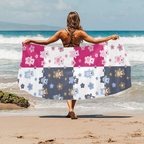 Teddy Bear Pattern Print Design 03 Beach Towel