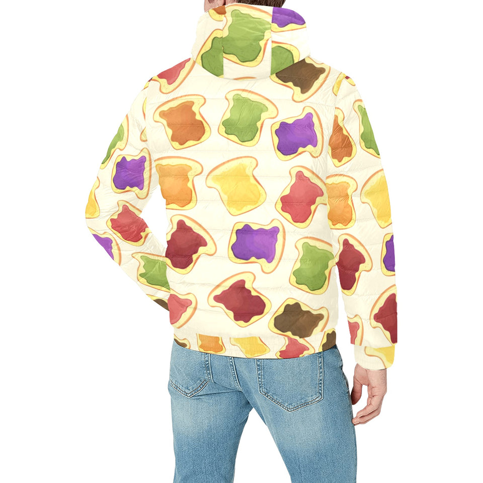 Bread Toast Pattern Print Design 02 Men's Padded Hooded Jacket