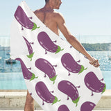 Eggplant Pattern Print Design 01 Beach Towel