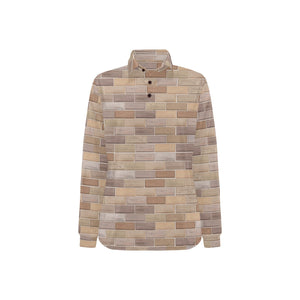 Brick Printed Pattern Print Design 01 Women's Long Sleeve Polo Shirt
