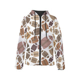 American football ball pattern Women's Padded Hooded Jacket