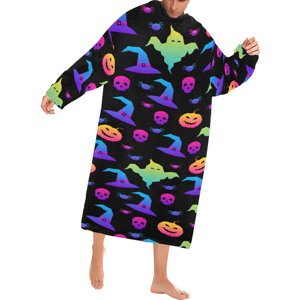 Colorful halloween background Blanket Robe with Sleeves