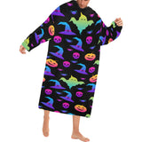 Colorful halloween background Blanket Robe with Sleeves