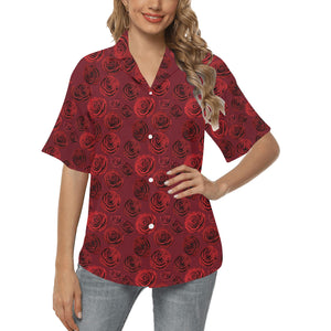 Rose Pattern Print Design 03 Women's All Over Print Hawaiian Shirt