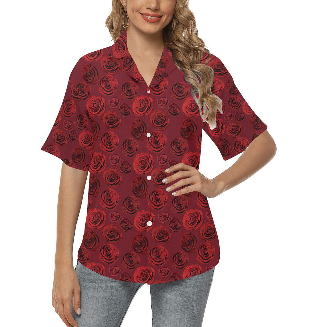 Rose Pattern Print Design 03 Women's All Over Print Hawaiian Shirt