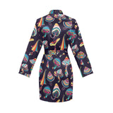 Colorful mushroom pattern Women's Long Sleeve Belted Night Robe