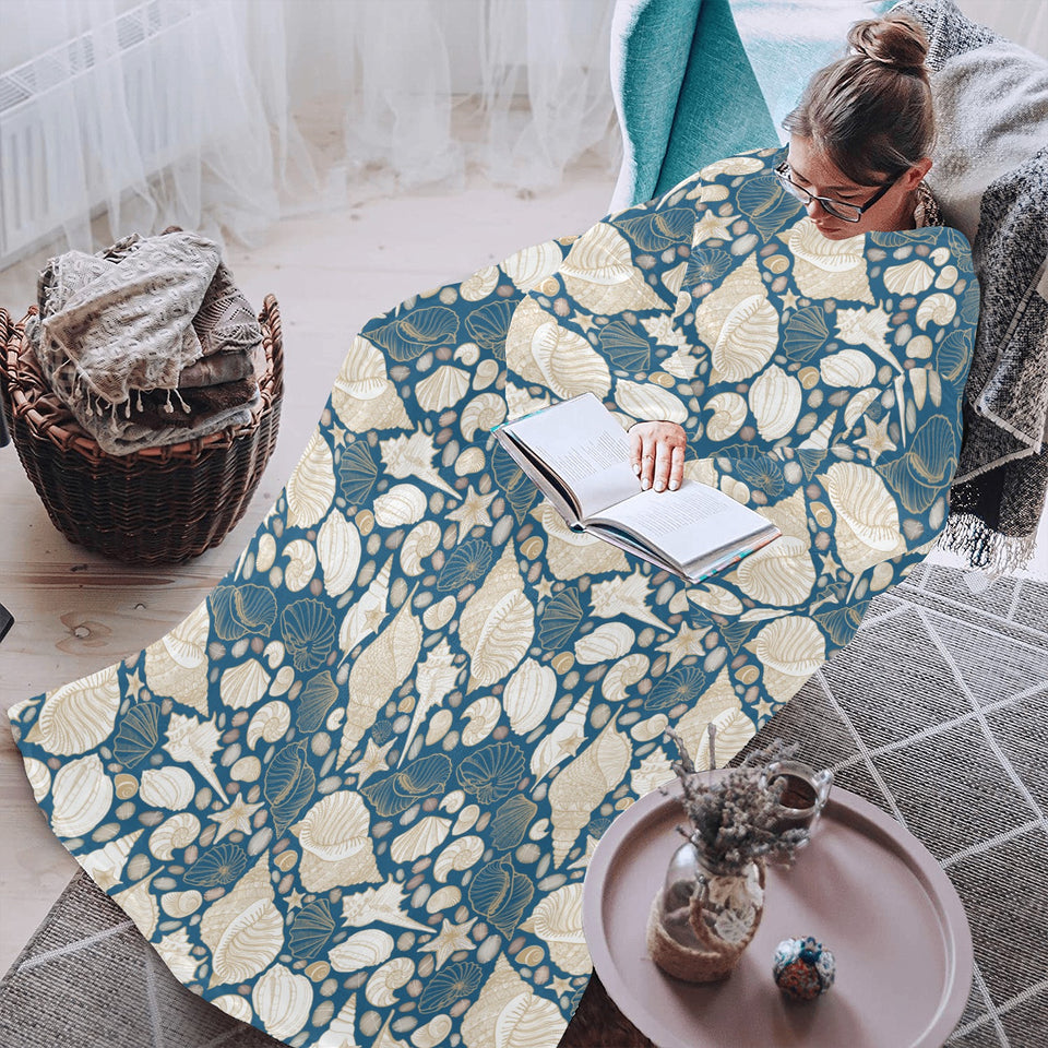 Sea turtle Polynesian Tribal design pattern Blanket Robe with Sleeves