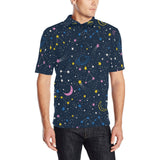 space pattern with planets, comets, constellations Men's All Over Print Polo Shirt