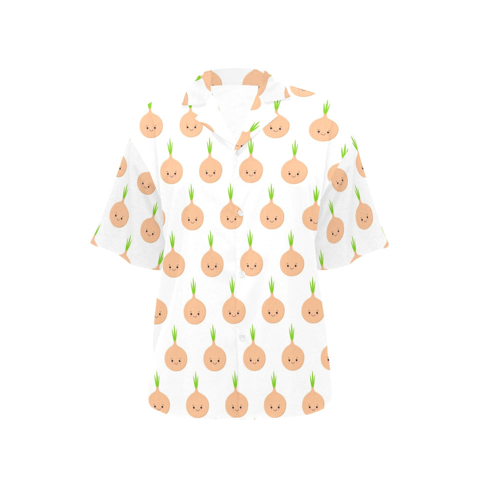 cute onions smiling faces Women's All Over Print Hawaiian Shirt