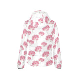 Pink lotus waterlily pattern Women's Padded Hooded Jacket