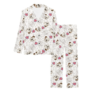English Bulldog Pattern Print Design 01 Women's Long Pajama Set