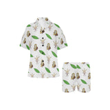 Color hand drawn cacao pattern Women's V-Neck Short Pajama Set