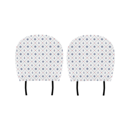 Anchor rudder nautical design pattern Car Headrest Cover