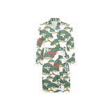 Bonsai red sun japanese pattern Men's Long Sleeve Belted Night Robe