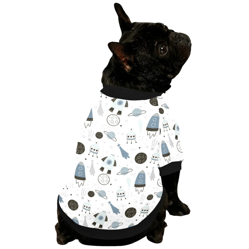 Hand drawn space elements space rocket star planet All Over Print Pet Dog Round Neck Fuzzy Shirt