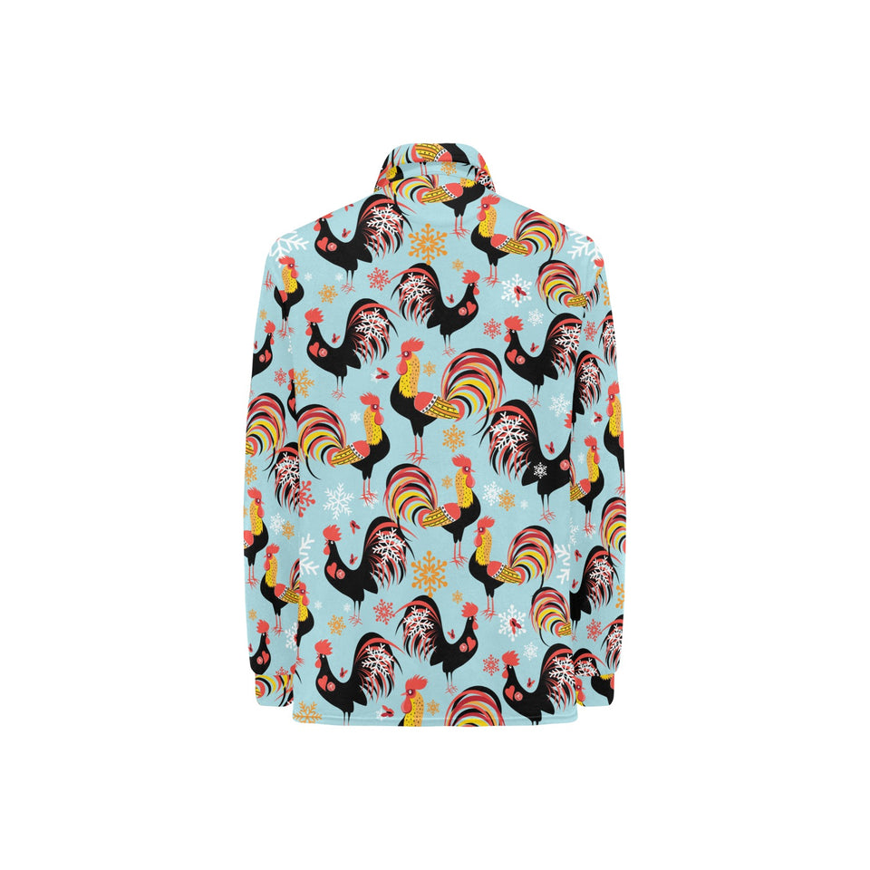 Rooster chicken cock snowfalke Women's Long Sleeve Polo Shirt
