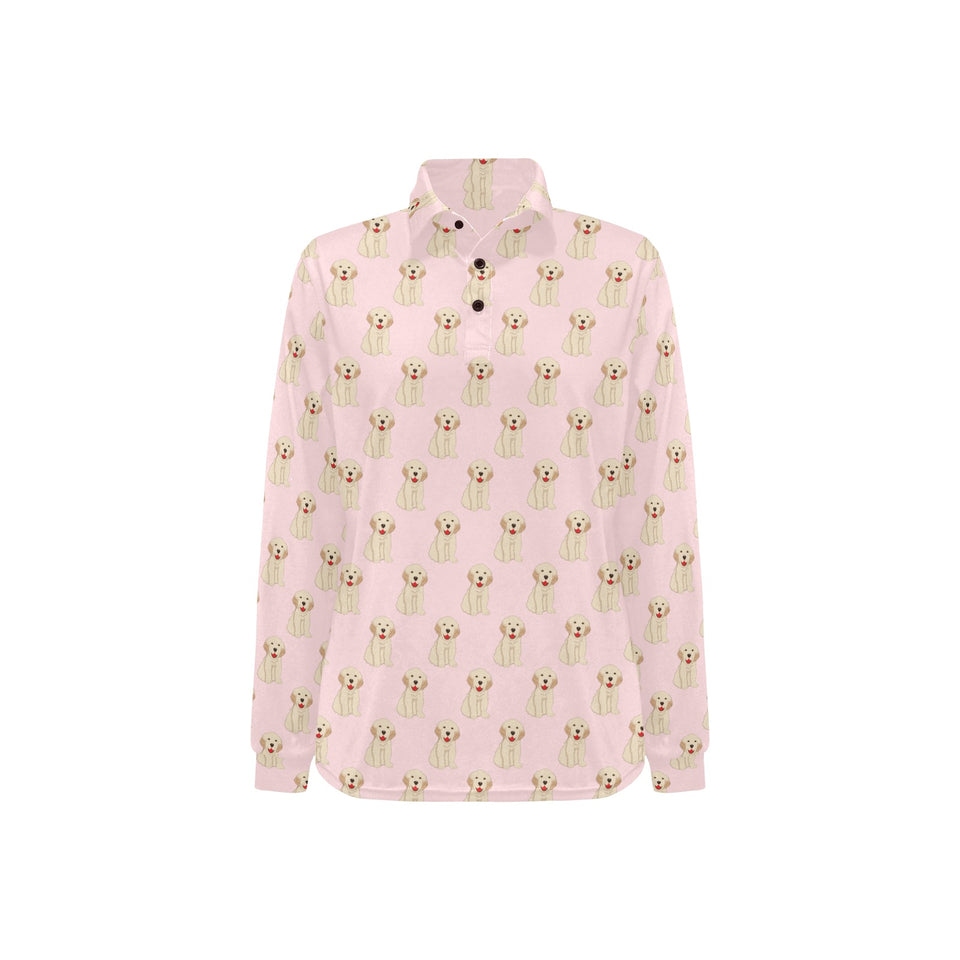 Golden Retriever Pattern Print Design 02 Women's Long Sleeve Polo Shirt