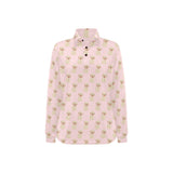 Golden Retriever Pattern Print Design 02 Women's Long Sleeve Polo Shirt