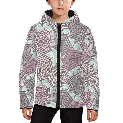 Spider web cobweb design color pattern Kids' Boys' Girls' Padded Hooded Jacket