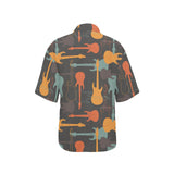 electric guitars pattern Women's All Over Print Hawaiian Shirt