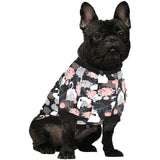 white swan blooming flower pattern All Over Print Pet Dog Round Neck Fuzzy Shirt