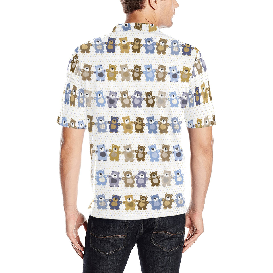 Teddy Bear Pattern Print Design 02 Men's All Over Print Polo Shirt