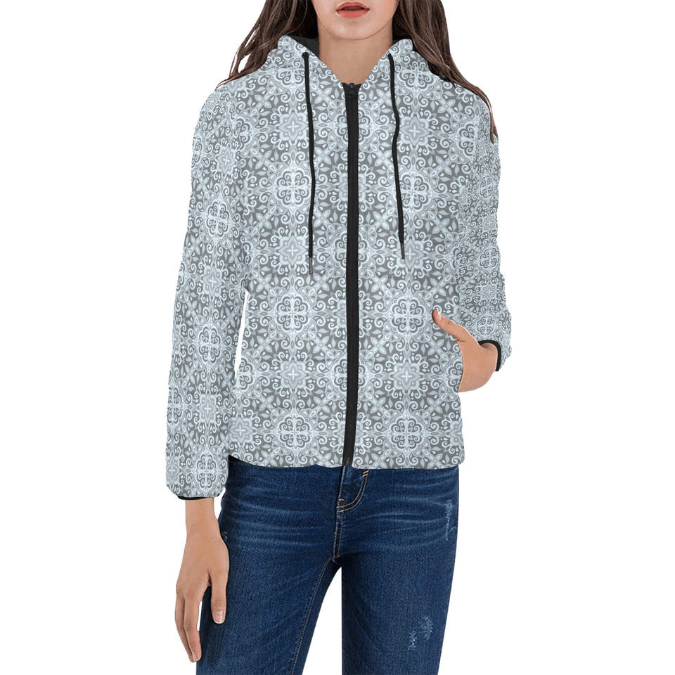 Traditional indian element pattern Women's Padded Hooded Jacket