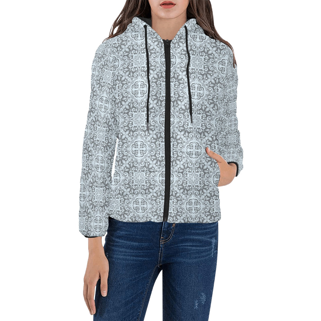 Traditional indian element pattern Women's Padded Hooded Jacket