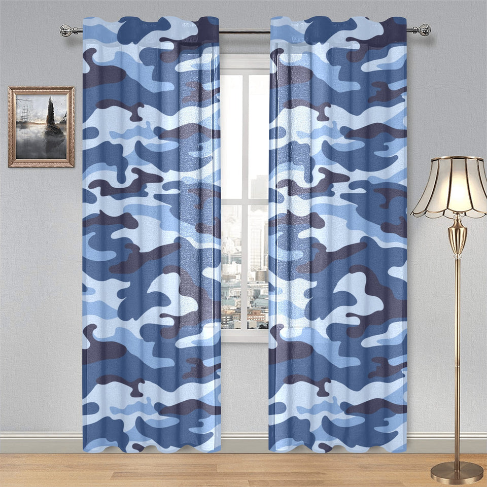 Blue camouflage pattern Gauze Curtain