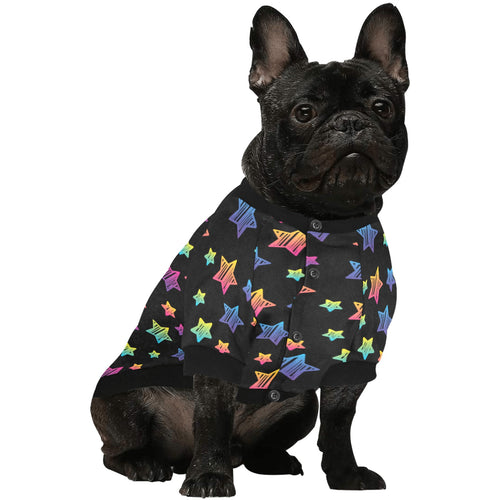 Colorful star pattern All Over Print Pet Dog Round Neck Fuzzy Shirt