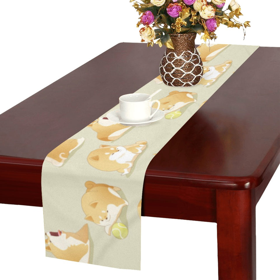 Cute fat shiba inu dog pattern Table Runner