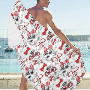Yorkshire Terrier Pattern Print Design 04 Beach Towel