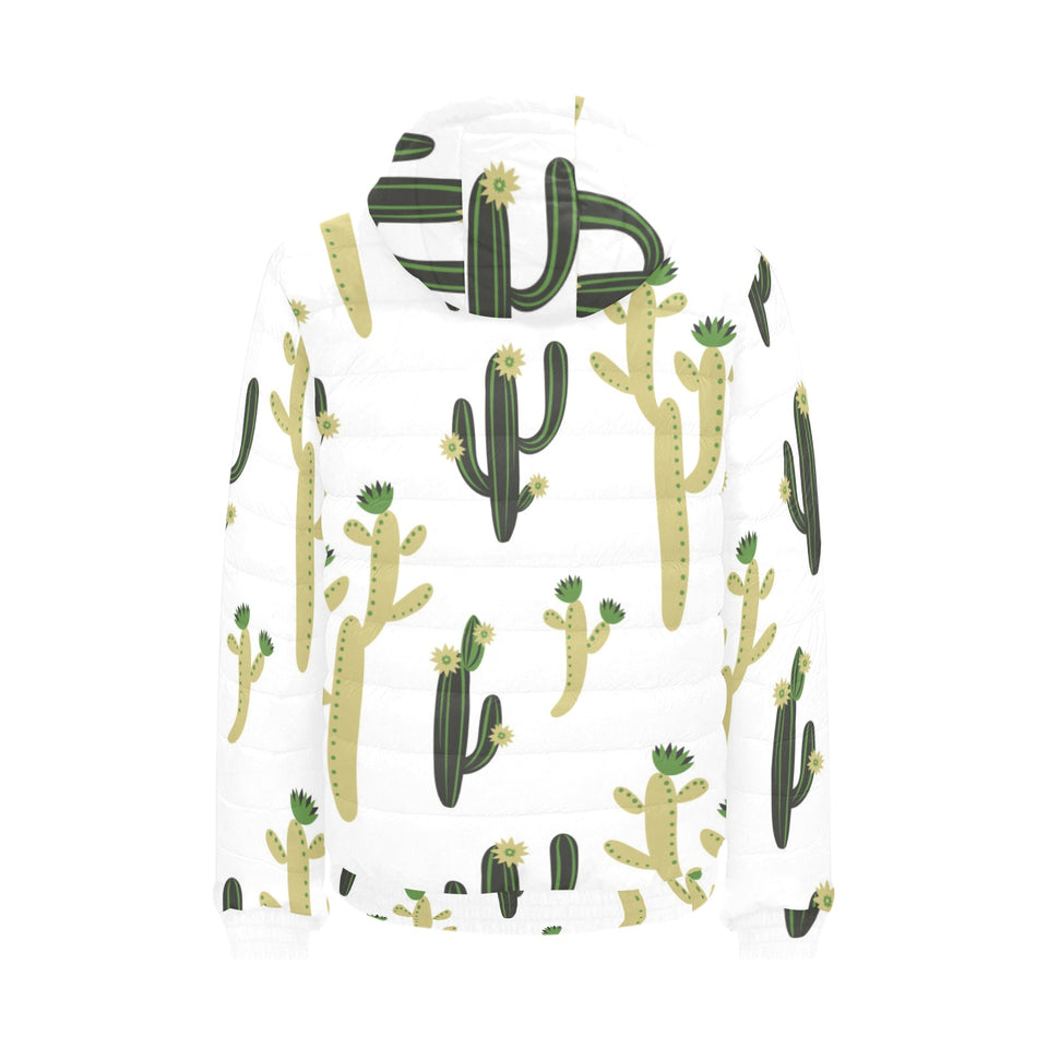 Cute cactus pattern Men's Padded Hooded Jacket