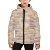 Brick Printed Pattern Print Design 01 Kids' Boys' Girls' Padded Hooded Jacket