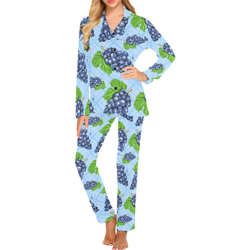Watercolor grape pattern Women's Long Pajama Set