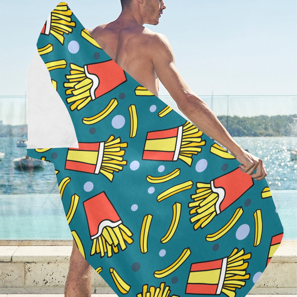 French fries red paper box pattern Beach Towel