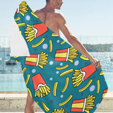 French fries red paper box pattern Beach Towel