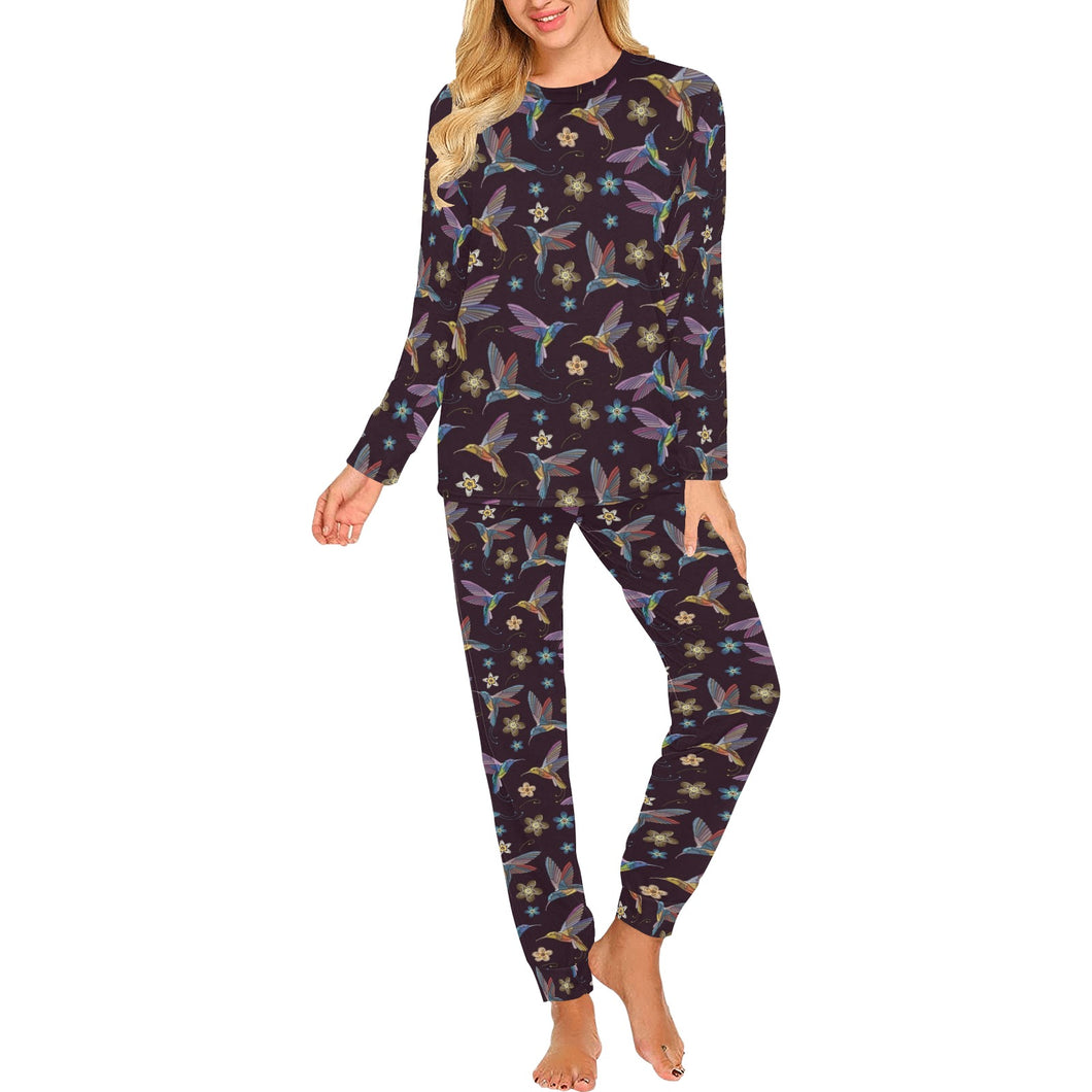 Hummingbird Pattern Print Design 04 Women's All Over Print Pajama Set